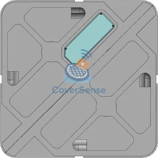 CoverSense device on the underside of a cover