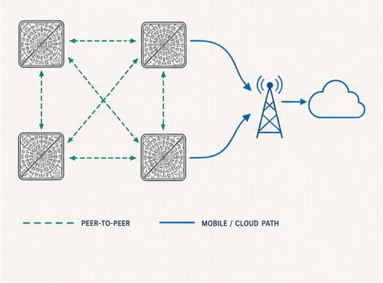 Dual connectivity — peer-to-peer and mobile to cloud